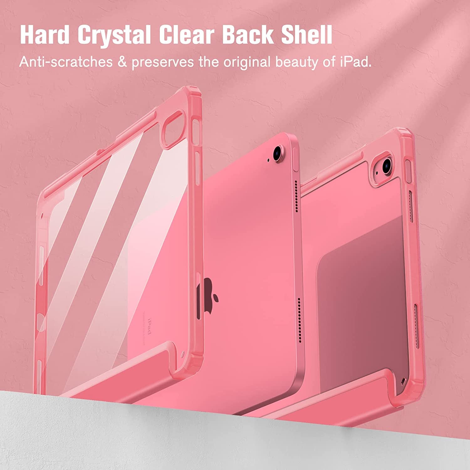 Hybrid Slim Case for Ipad (A16) 11Th Generation 11 Inch (2025), Ipad 10Th Generation 10.9 Inch (2022) - Shockproof Cover with Clear Transparent Back Shell & Pencil Holder, Pink