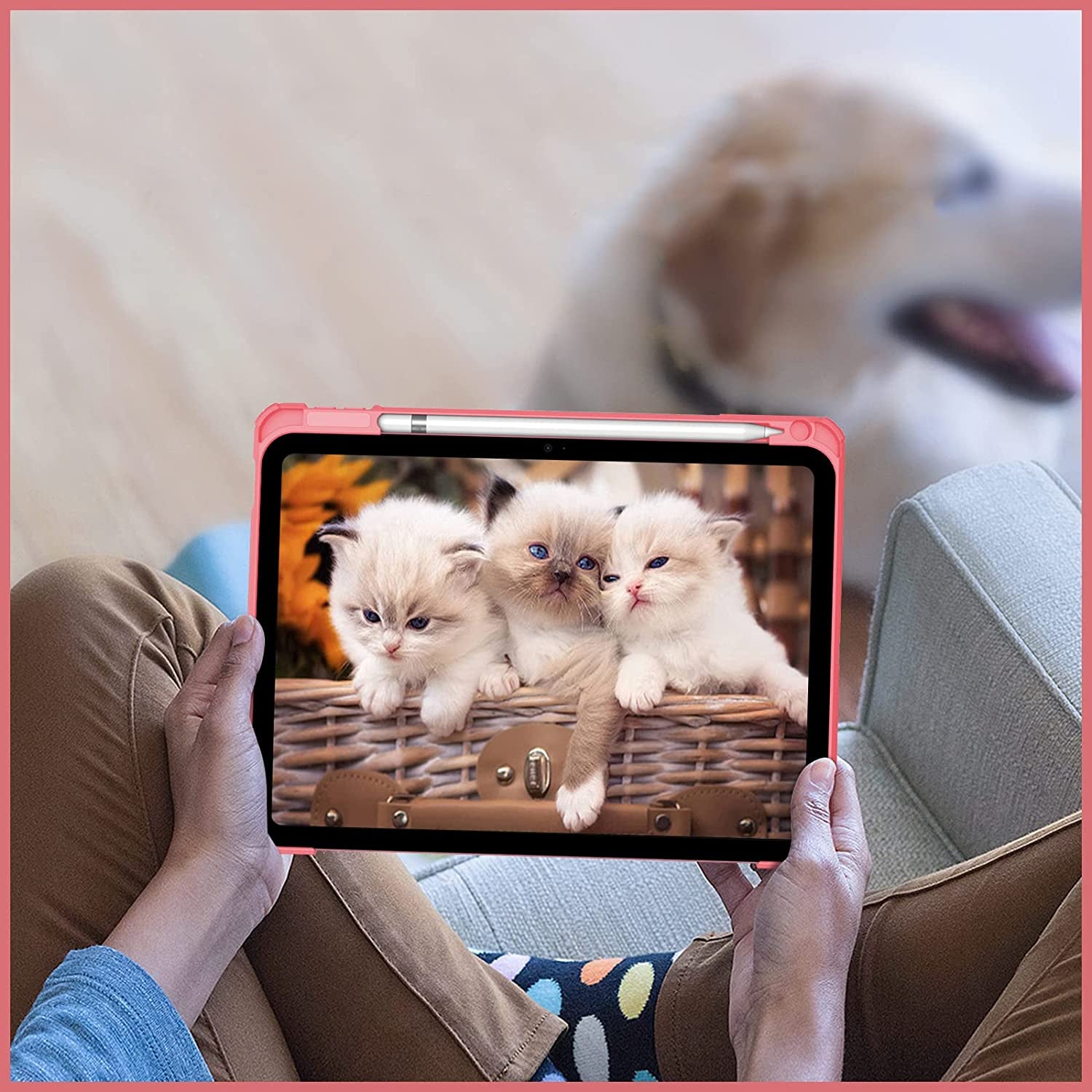 Hybrid Slim Case for Ipad (A16) 11Th Generation 11 Inch (2025), Ipad 10Th Generation 10.9 Inch (2022) - Shockproof Cover with Clear Transparent Back Shell & Pencil Holder, Pink